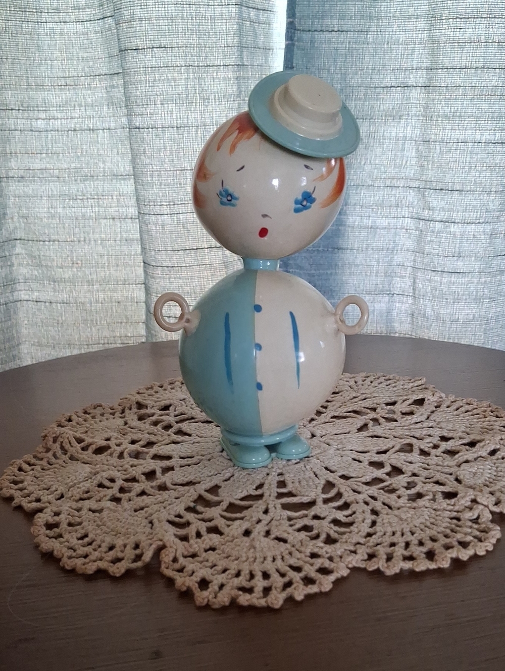 Blue and White Ceramic Figurine Decor with Painted Details